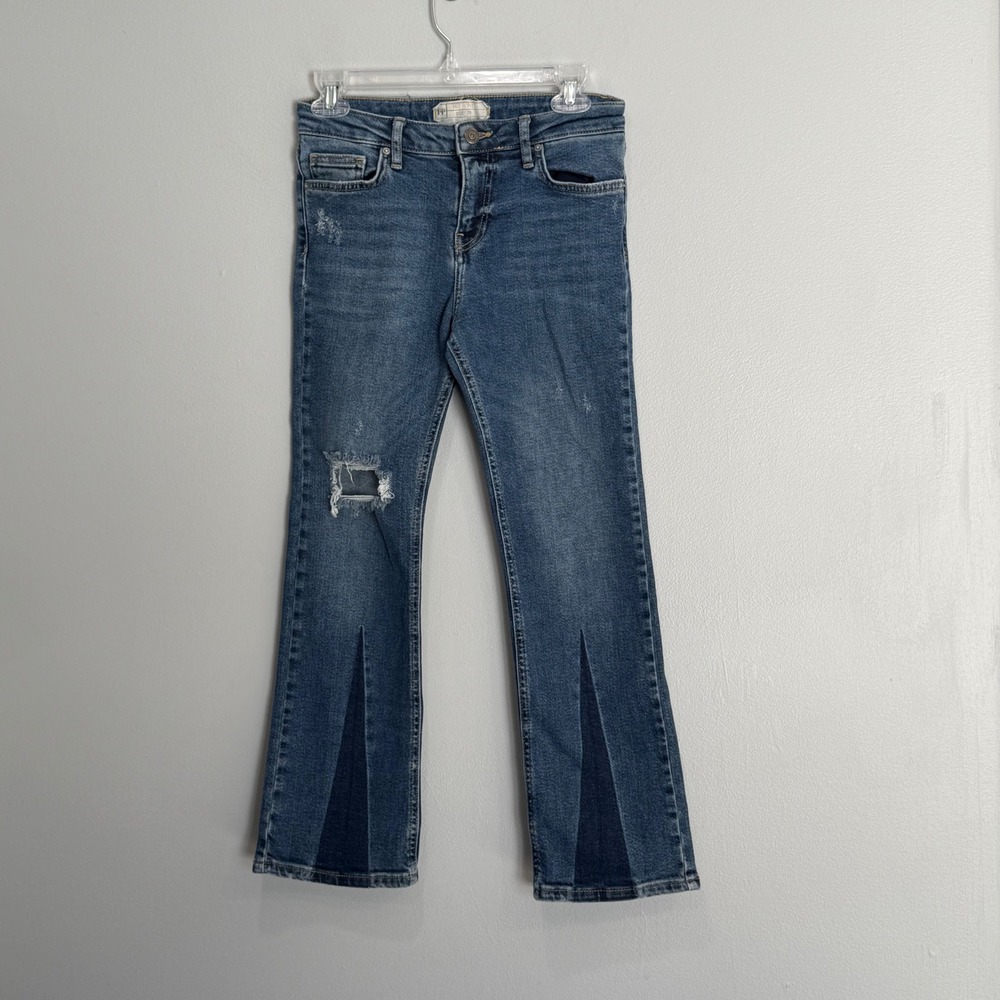 Free People we the free stark Mid Rise Distressed  Flare Jeans Blue Size 26‎